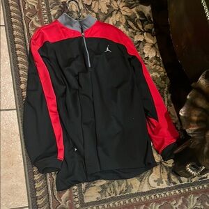 Jordan Black and Red Windbreaker Athletic Jacket and pants